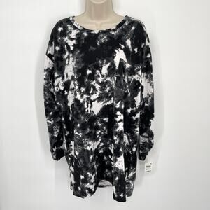 Jenni NWT Womens Long Sleeve Round Neck Sleep Shirt Size XL White Dynamic Tiedye